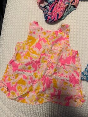 Baby Lilly Pulitzer Bundle 12–18 Months – Pink Tropical Set + Orange Dress